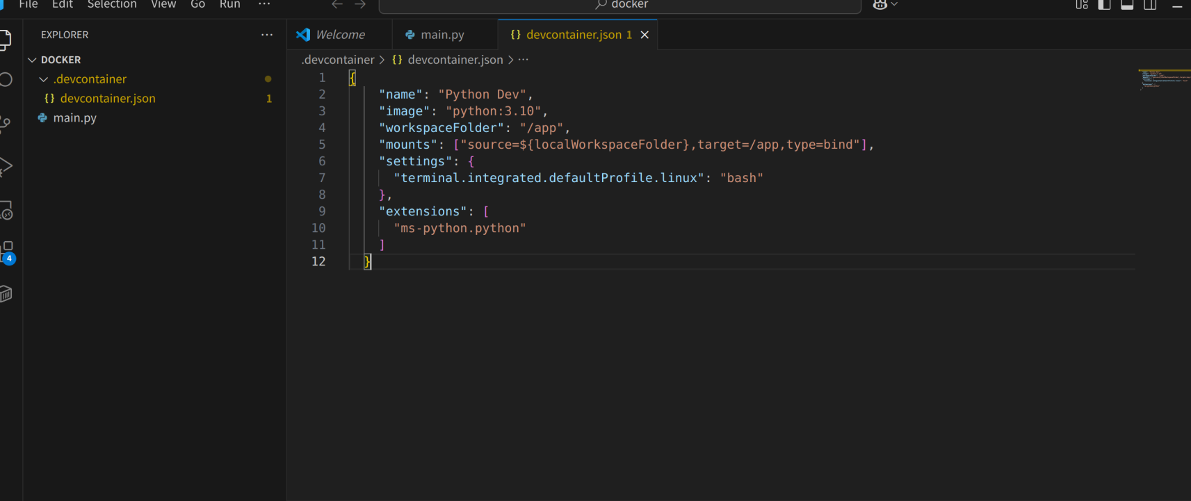 devcontainer.json 配置