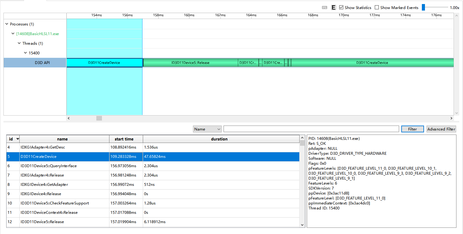 图 8：Direct3D 11 API Trace